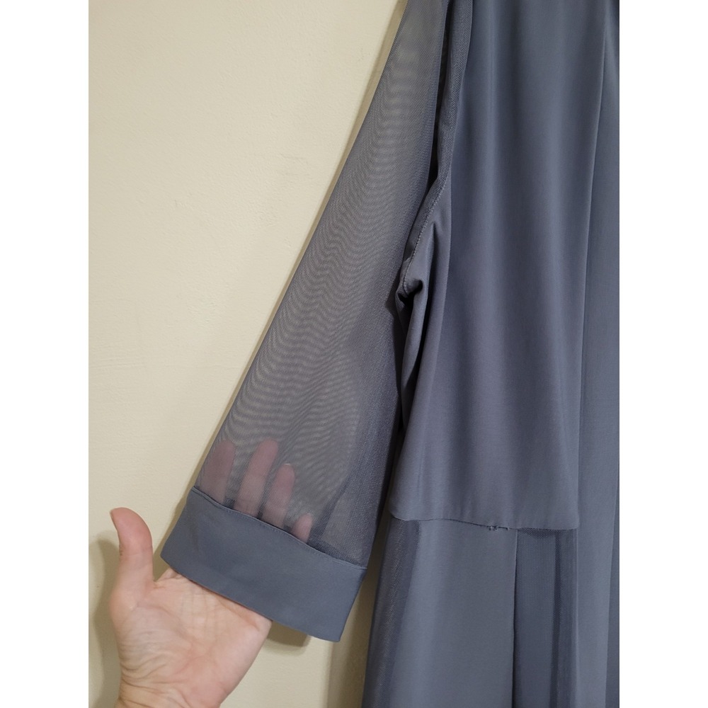 R&M Richards Shrug Top Womens Size 18 Gray Sparkle Sequin Layered Shirt Stretch - Picture 6 of 14